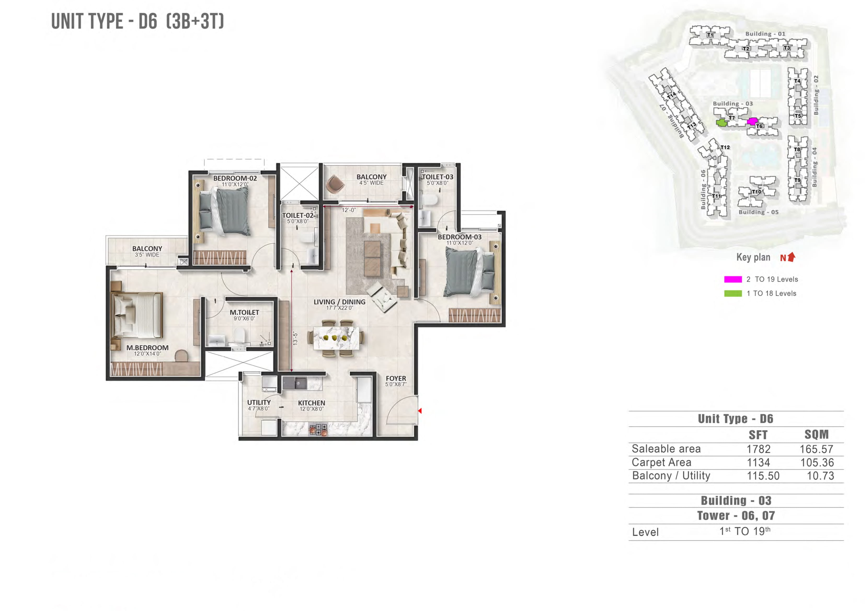 3 BHK 1782 Sq Ft Floor Plan